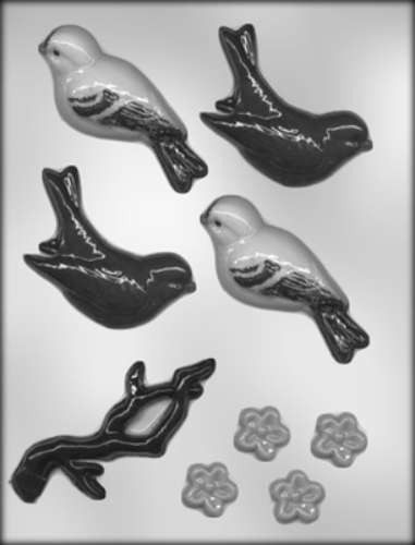 Birds and Blooms Chocolate Mould - Click Image to Close